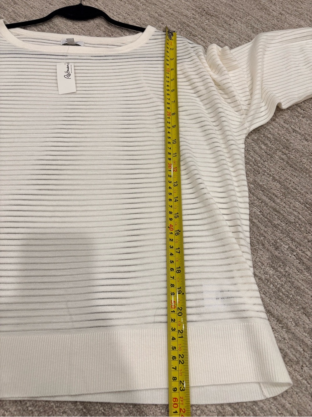 Reitmans Ivory Sheer Ribbed Dolman Sleeve Sweater Size L/G - Picture 10 of 11